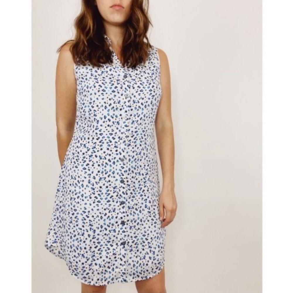 CAbi Blue and White Sleeveless Dress